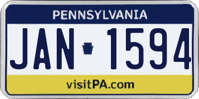 PA license plate JAN1594