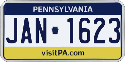 PA license plate JAN1623