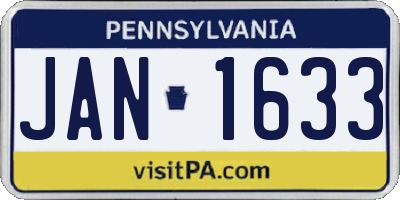 PA license plate JAN1633