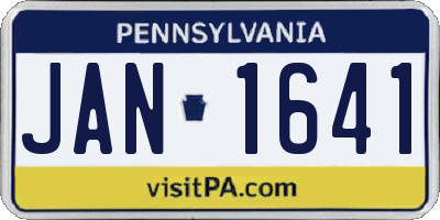 PA license plate JAN1641
