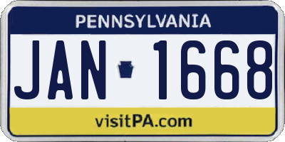 PA license plate JAN1668