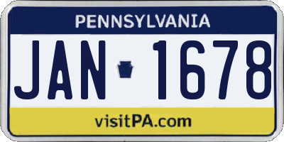 PA license plate JAN1678