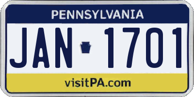 PA license plate JAN1701