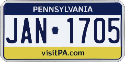 PA license plate JAN1705