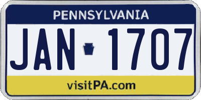 PA license plate JAN1707