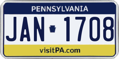 PA license plate JAN1708