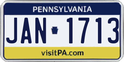 PA license plate JAN1713