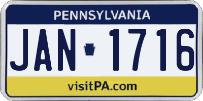 PA license plate JAN1716