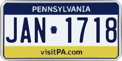 PA license plate JAN1718