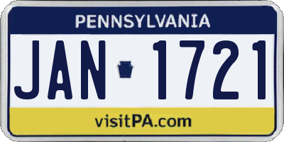 PA license plate JAN1721