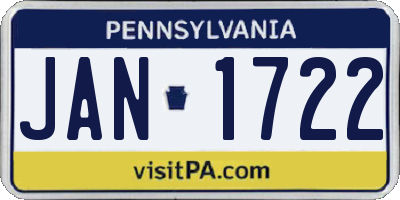 PA license plate JAN1722