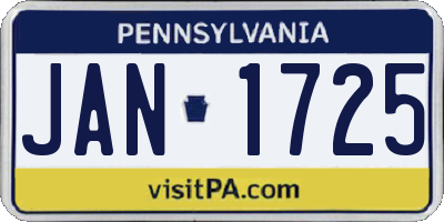 PA license plate JAN1725