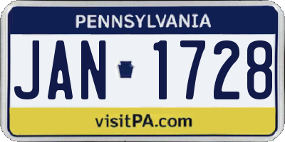 PA license plate JAN1728