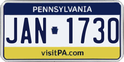 PA license plate JAN1730