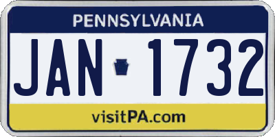 PA license plate JAN1732