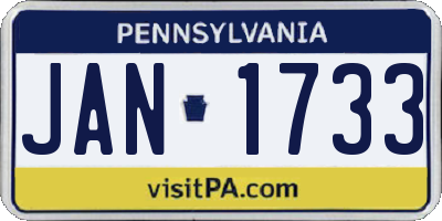 PA license plate JAN1733