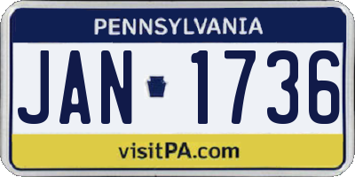 PA license plate JAN1736