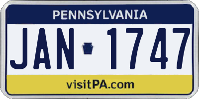 PA license plate JAN1747