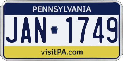 PA license plate JAN1749