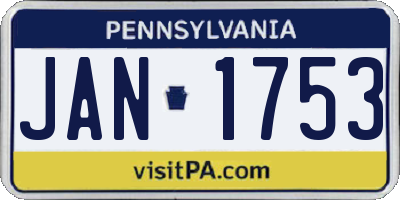 PA license plate JAN1753