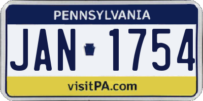 PA license plate JAN1754