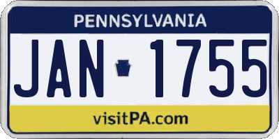 PA license plate JAN1755