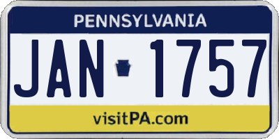 PA license plate JAN1757