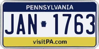 PA license plate JAN1763