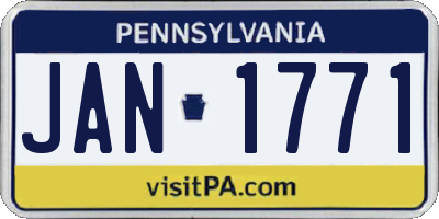 PA license plate JAN1771