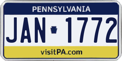 PA license plate JAN1772