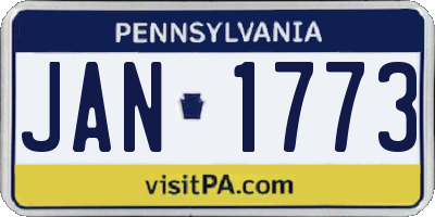 PA license plate JAN1773