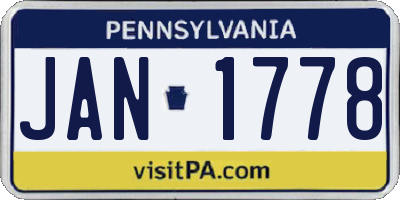 PA license plate JAN1778