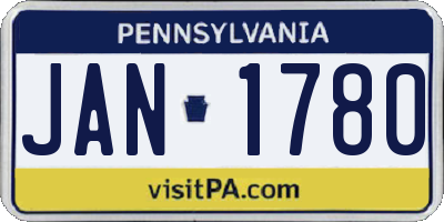 PA license plate JAN1780