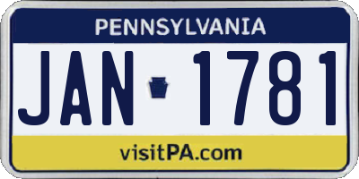 PA license plate JAN1781