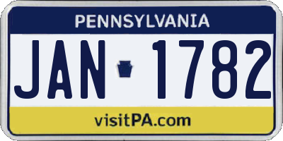 PA license plate JAN1782