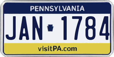 PA license plate JAN1784