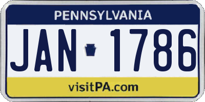 PA license plate JAN1786