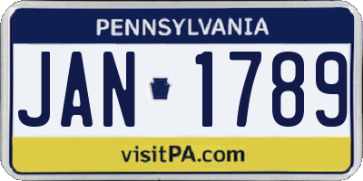 PA license plate JAN1789