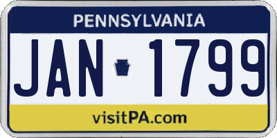PA license plate JAN1799
