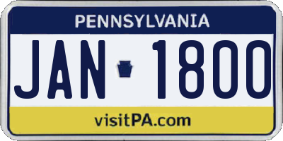 PA license plate JAN1800