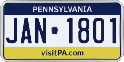 PA license plate JAN1801