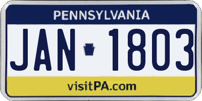 PA license plate JAN1803