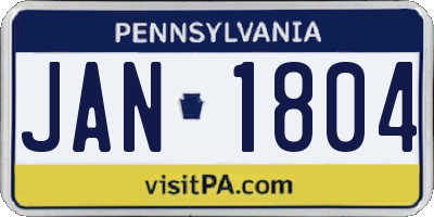 PA license plate JAN1804