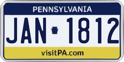 PA license plate JAN1812