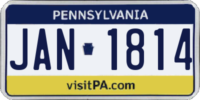 PA license plate JAN1814