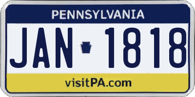 PA license plate JAN1818