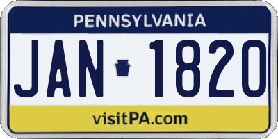 PA license plate JAN1820