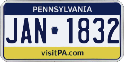 PA license plate JAN1832