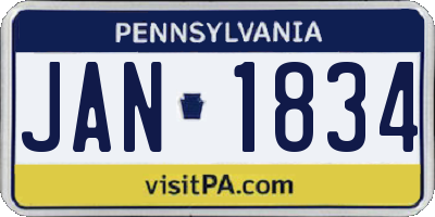 PA license plate JAN1834