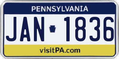 PA license plate JAN1836